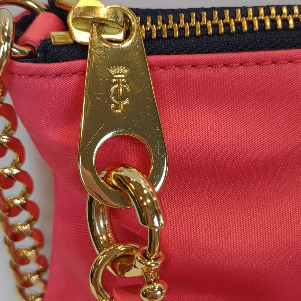 Juicy Couture Louisa Hot Pink Everyday Nylon Crossbody Bag Tassel Gold Chain